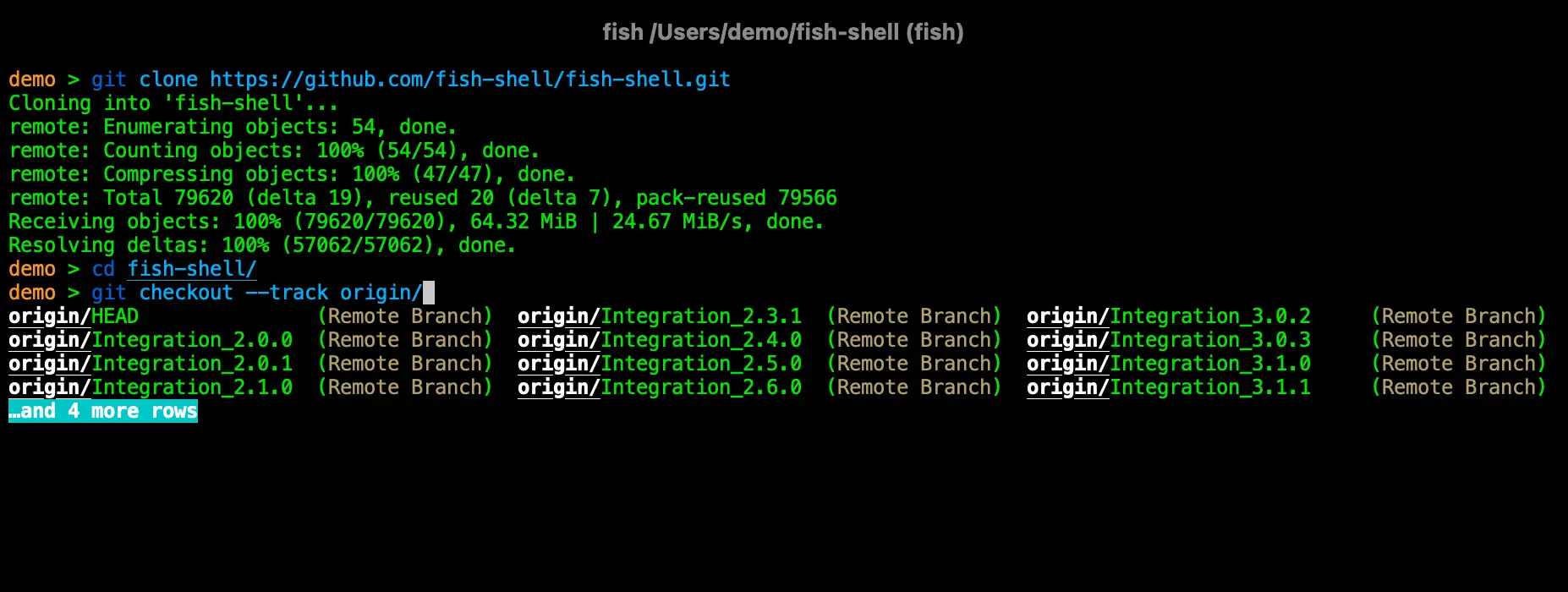 fish autocomplete git