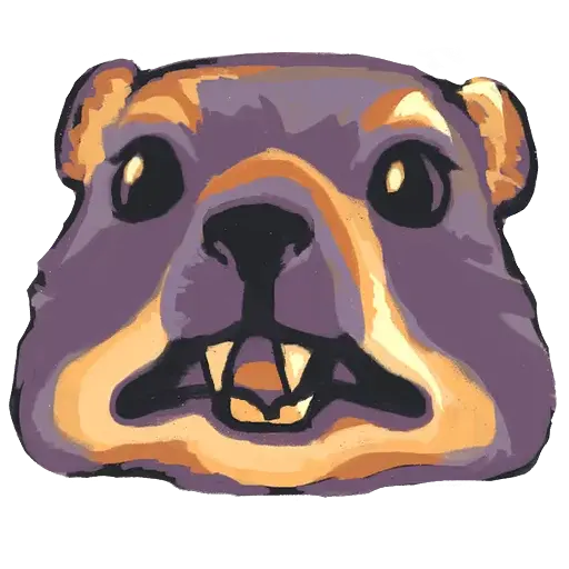 a stylized illustration of a hyrax head with a concerned and confused facial expression