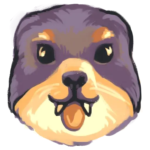 a stylized illustration of a hyrax head with it's tongue sticking out in a cute and silly expression.