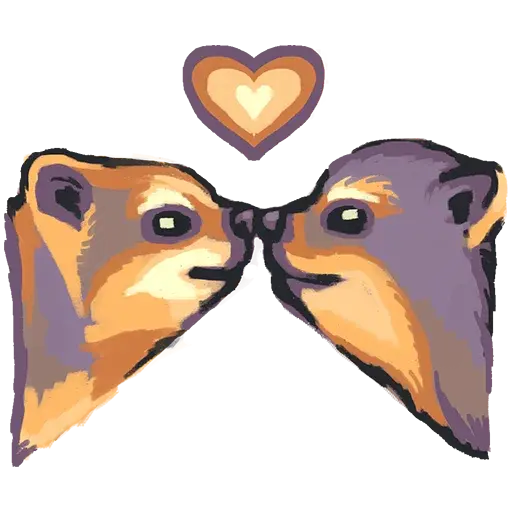 illustration of two hyrax animals booping noses affectionately with a heart over their heads.