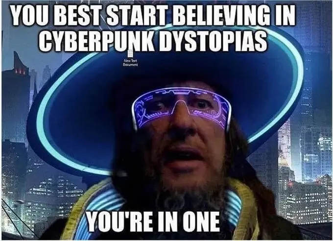 you're in a cyberpunk dystopia