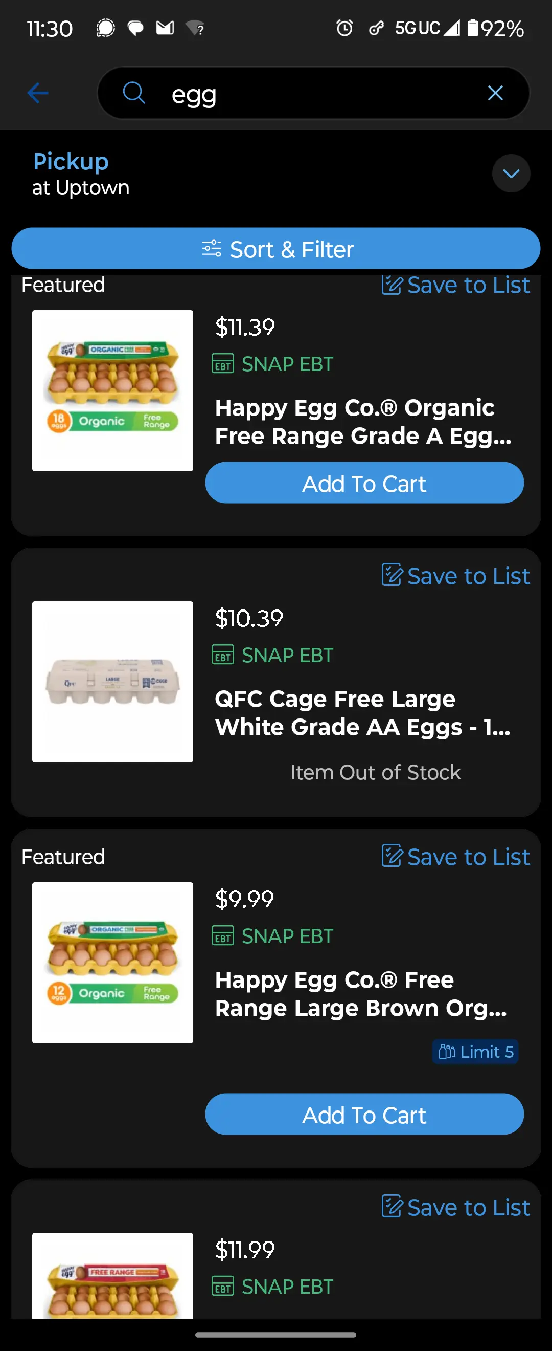 Egg prices in qfc