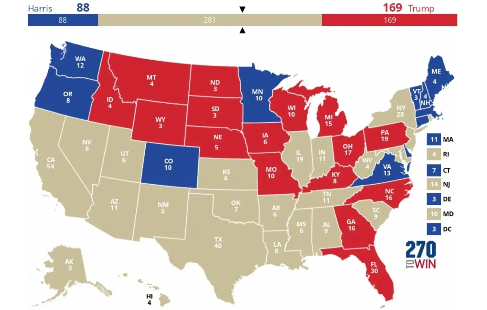 A diagram showing the majority of states would have picked “not voting” as a candidate, including Texas.