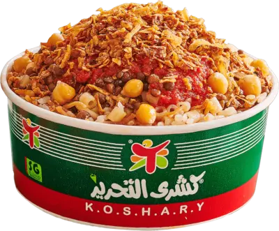 Koshary in a takeaway dish