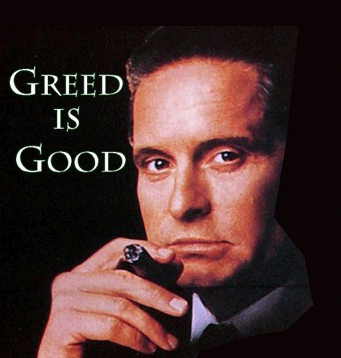 image depicting Greed is Good quote from movie