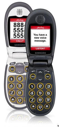 Image of a Jitterbug flip phone.