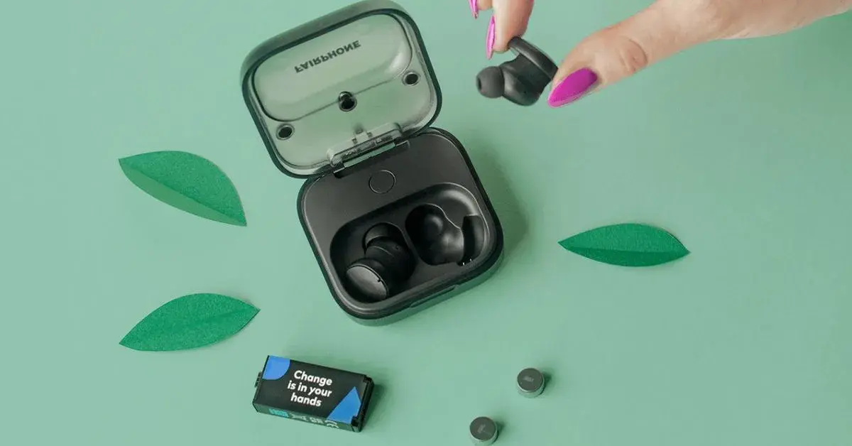 The Fairbuds noise-canceling earbuds have an easily swappable battery