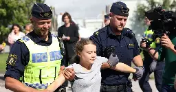 Greta Thunberg forcibly removed from protest hours after conviction for similar action in June
