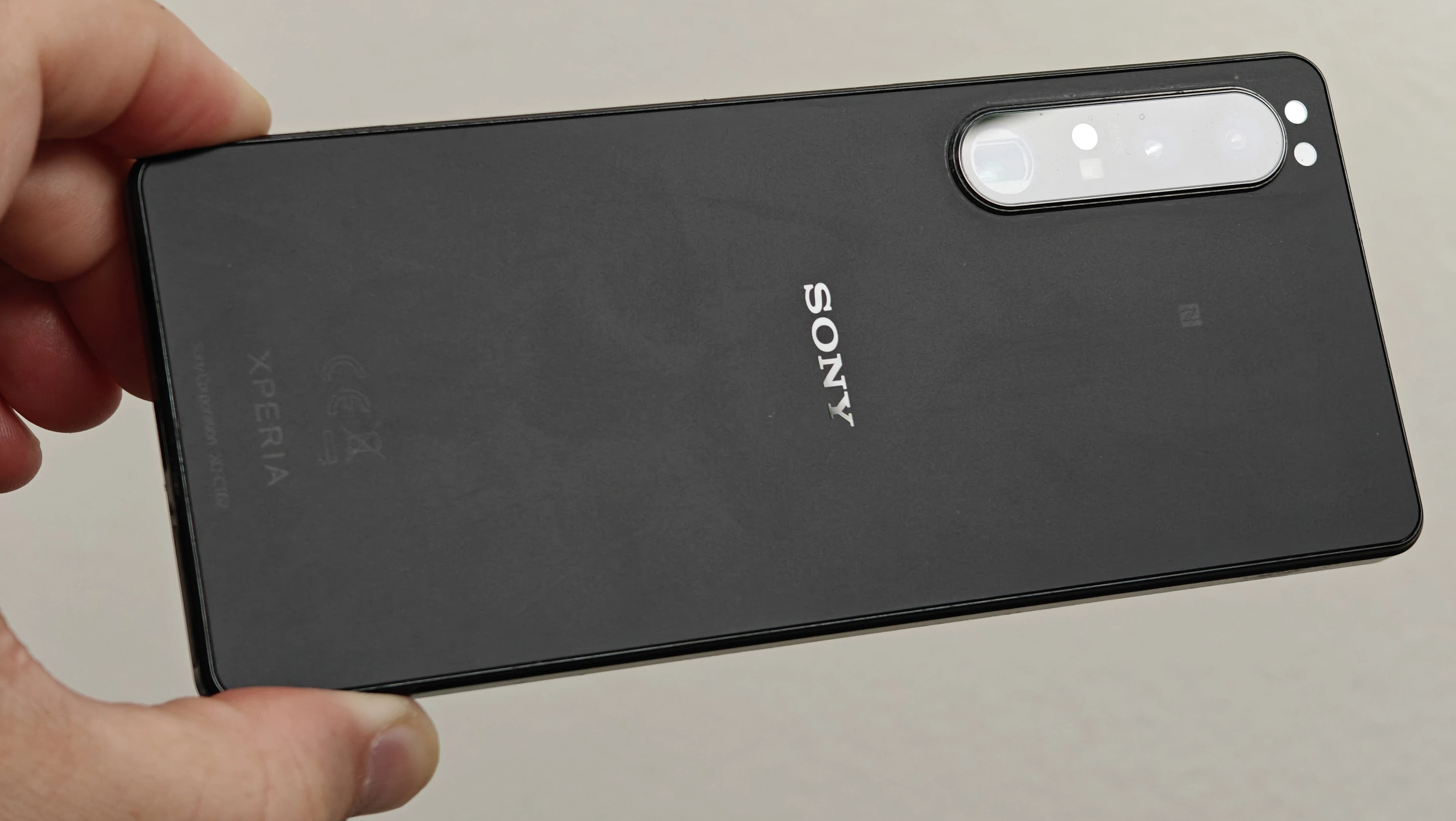 A photo of the sony xperia smartphone, which kept the dedicated camera shutter button, and has genuinely been a useful feature all these years.