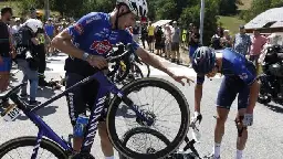 Fan taking selfie causes Tour de France crash