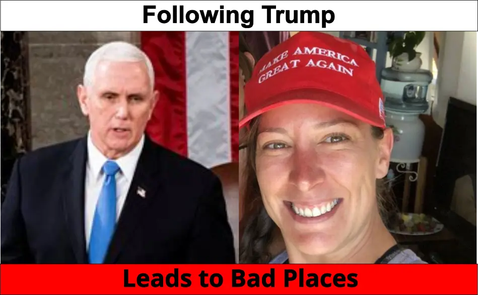 Following Trump Leads to Bad Places: portraits of Mike Pence and Ashli Babbitt