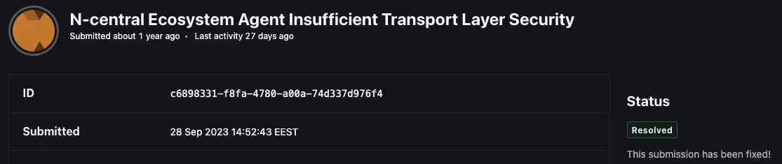 Vulnerability ticket c6898331-f8fa-4780-a00a-74d337d976f4 from a year ago.